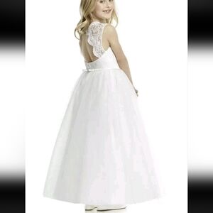 BHLDN Dessy Skye Flower Girl Full Tulle Dress Ivory Size 4